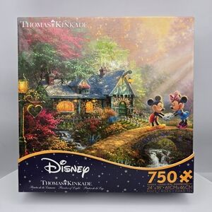 Disney Thomas Kinkade 750-Piece Puzzle Mickey and Minnie Sweetheart Bridge